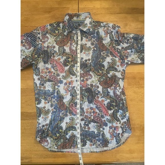Visconti Black Shirt Mens S Long Sleeve Button Up Casual‎ Paisley Cotton - Picture 3 of 7